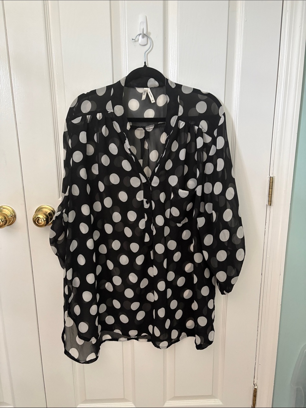 Truth Black & White Polka Dot Button-Down Top